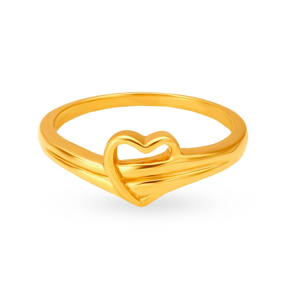 Classic 22 Karat Yellow Gold Heart Finger Ring - Image 3