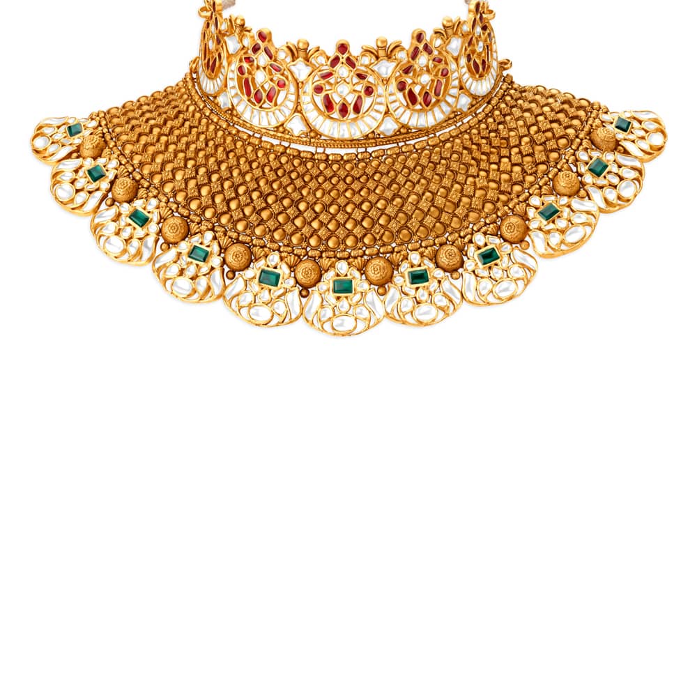 Opulent Floral Gold Necklace Set For The Contemporary Bride - Image 2